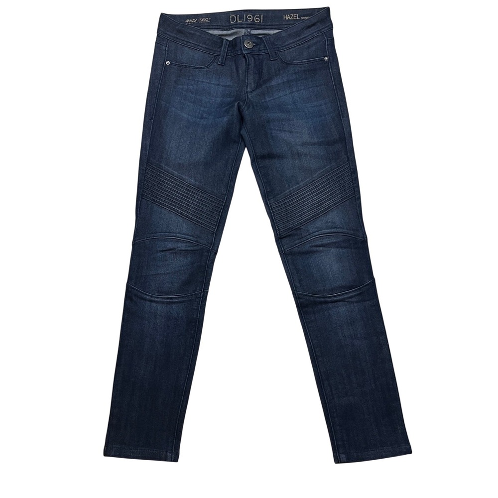 DL1961 Jeans Womens 26 Blue Hazel Skinny Moto 4-Way 360 Stretch Ribbed Knee‎